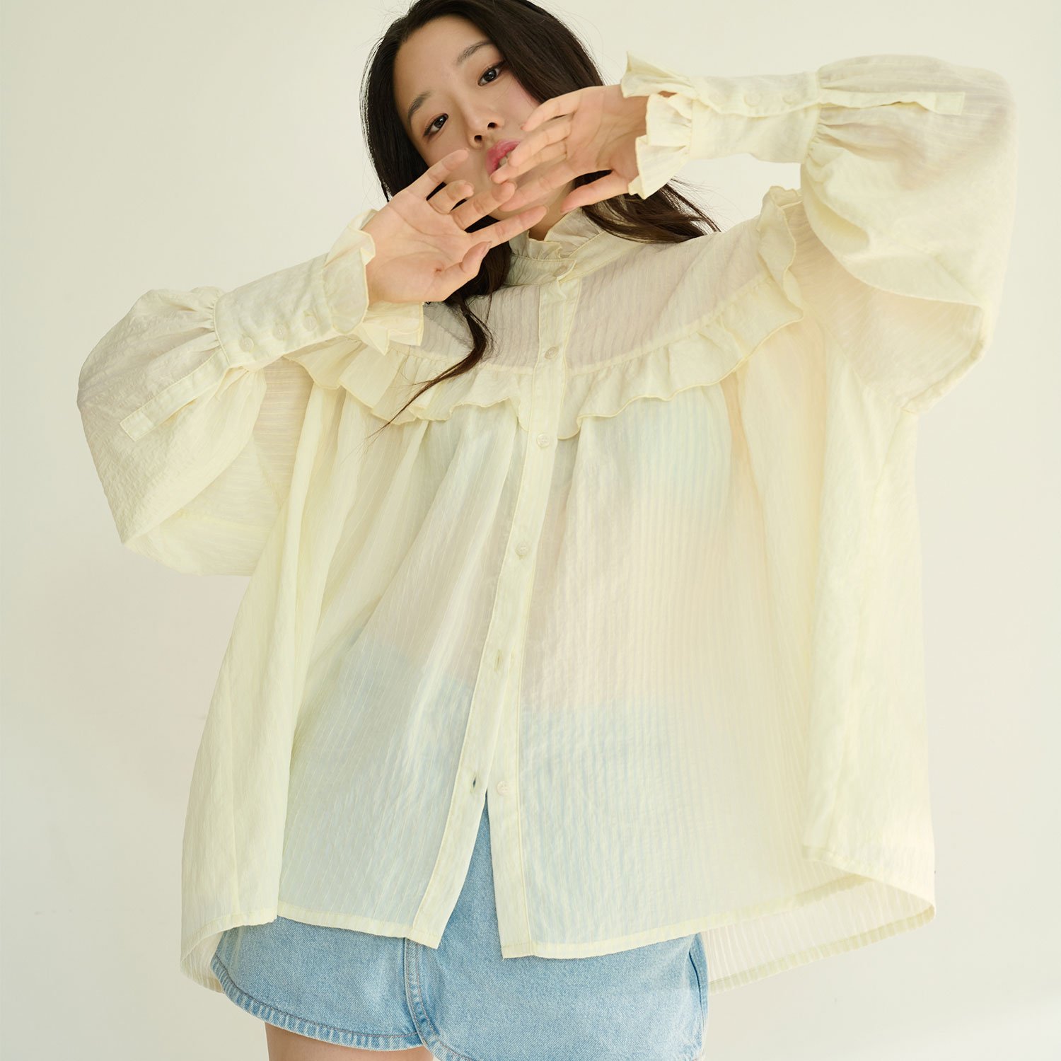 เสื้อเชิ้ตลายทางสีมะนาว - Image 4