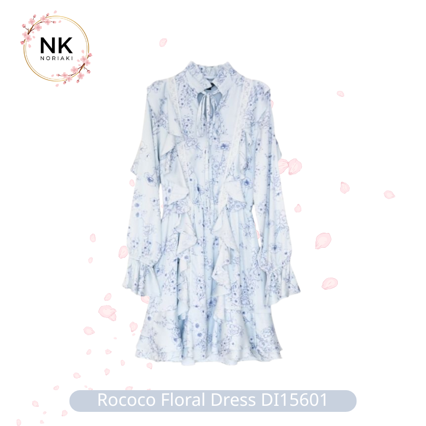 ชุดเดรสลายดอกสไตล์ Rococo