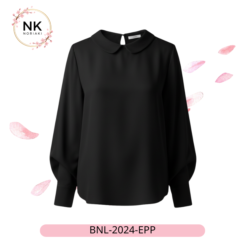 เสื้อเบลาส์ผ้าซาตินคอปกบัว แขนยาวทรงบอลลูน (รุ่น Elegant Peter Pan) - Image 5