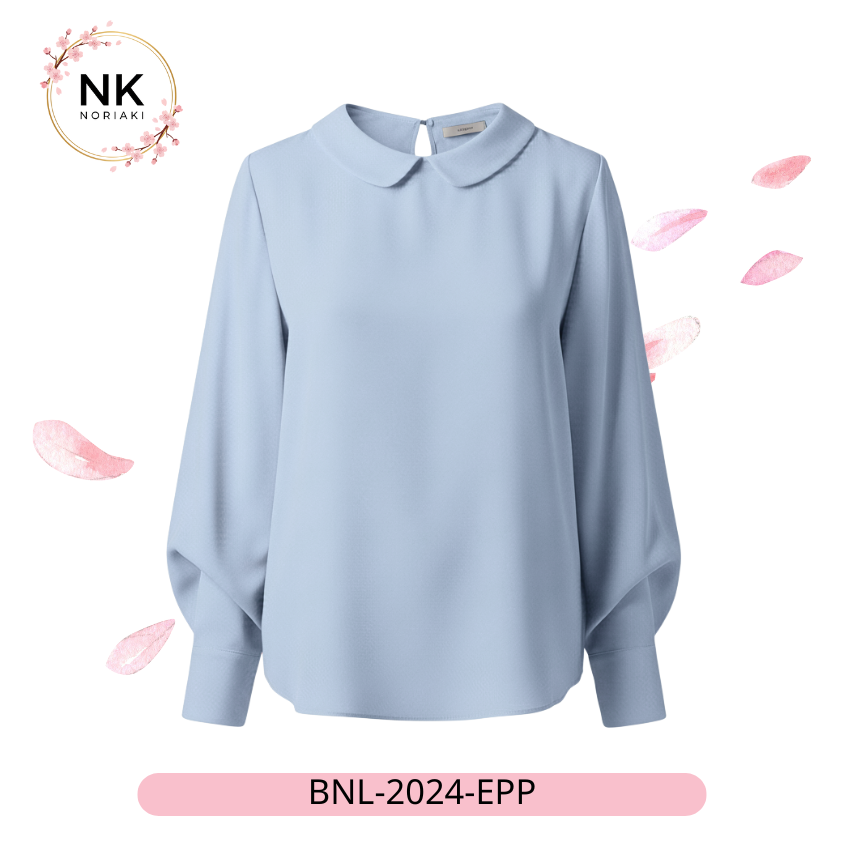 เสื้อเบลาส์ผ้าซาตินคอปกบัว แขนยาวทรงบอลลูน (รุ่น Elegant Peter Pan) - Image 3