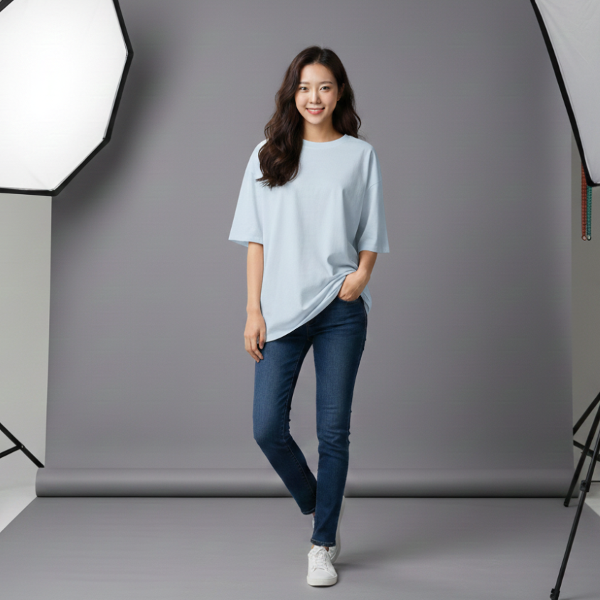 เสื้อยืดคอกลมทรง Oversize - Image 7