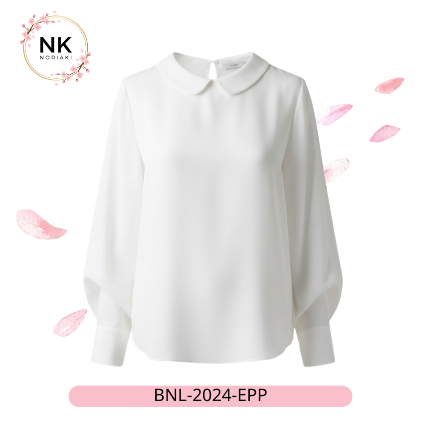 เสื้อเบลาส์ผ้าซาตินคอปกบัว แขนยาวทรงบอลลูน (รุ่น Elegant Peter Pan) - Image 4